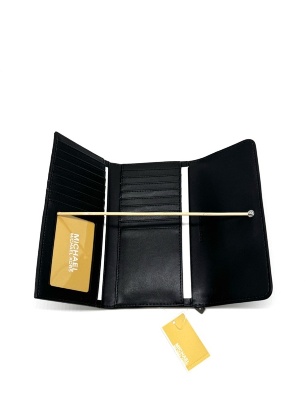 Michael Kors Large Trifold Wallet Black Signature - Picture 5 of 7
